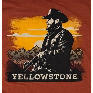 Yellowstone Graphic T-Shirt 2XL Rust Orange Western TV Show Tee
